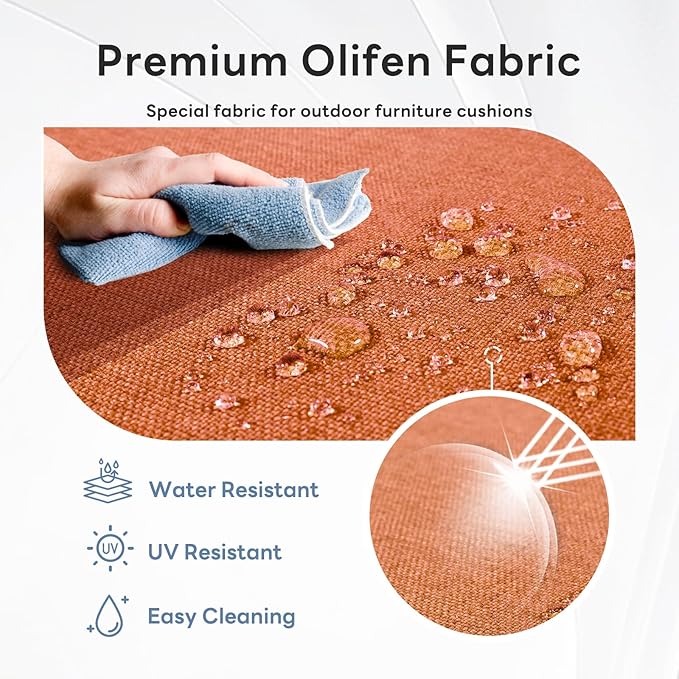 6" Thicker Outdoor Chair Cushion 10 Sets - 24" *24" *6" Waterproof Patio Furniture Cushions with Removable Cover, 28D High Density Sponge Filling Thicken Outdoor Patio Cushions - Orange