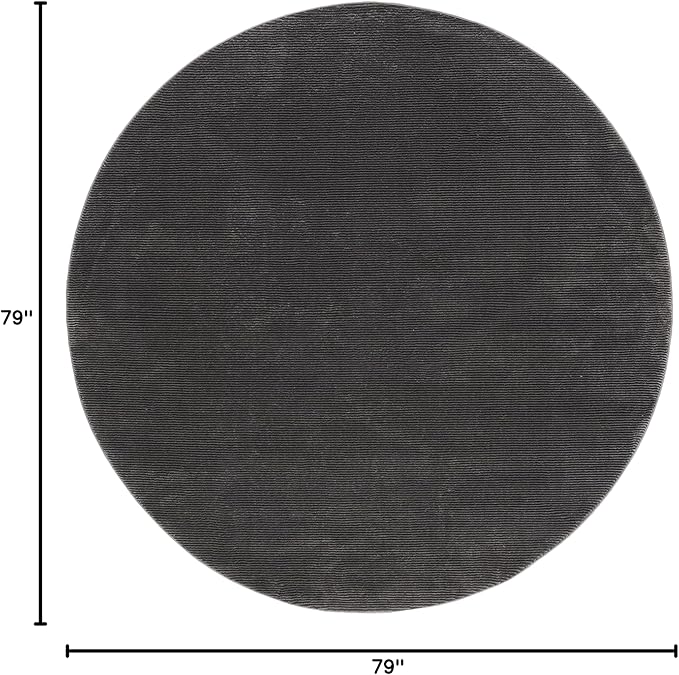 SAFAVIEH Revive Collection Area Rug - 6'7" Round, Charcoal, Solid Design, Non-Shedding & Easy Care, Ideal for High Traffic Areas in Living Room, Bedroom (REV102H)