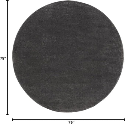 SAFAVIEH Revive Collection Area Rug - 6'7" Round, Charcoal, Solid Design, Non-Shedding & Easy Care, Ideal for High Traffic Areas in Living Room, Bedroom (REV102H)