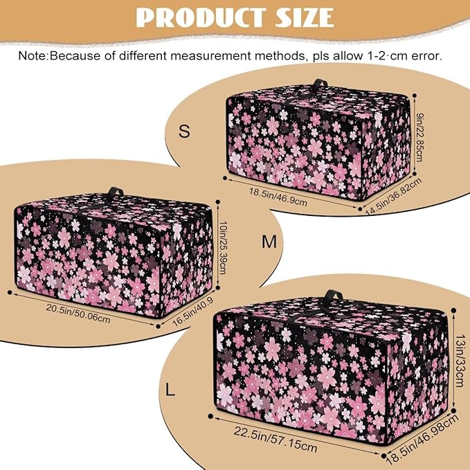 Waterproof Toaster Oven Cover Cherry Blossom Print Dust-Proof Microwave Oven Grill Cover Protector with Top Handle Easy to Clean Decor Accessories for Kitchen, L