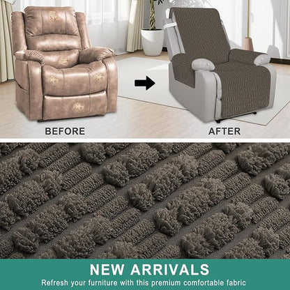 Foxdecor Recliner Chair Covers, Recliner Cover Non-Slip Chair Covers, Washable Recliner Couch Cover Furniture Protector, Cover for Recliner Chair with Elastic Straps. (Chocolate, 23" W)