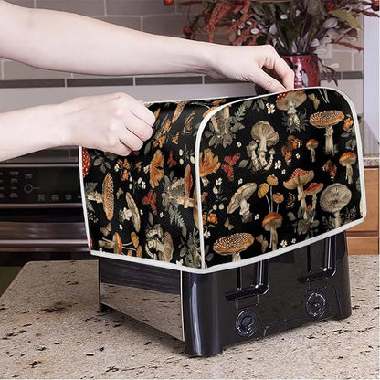 Mushroom Printed 4 Slice Kitchen Machine Covers, Dustproof Toaster Cover Fits Most Standard Toaster, Small Kitchen Appliance, Bread Maker Protector