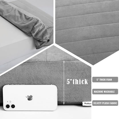 MeMoreCool Square Floor Pillow for Adults and Kids, Large Meditation Cushion with Thick Foam and Washable Tufted Cover, 24-Inch Grey Seat for Sitting and Yoga