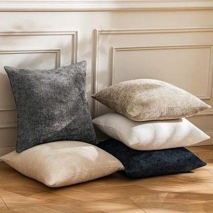 a moment Dark Gray Chenille Throw Pillow Covers 18x18 Inch Pack of 2 Modern Decorative Throw Pillow Covers Farmhouse Cross Covers Home Decor for Sofa Bedroom Living Room
