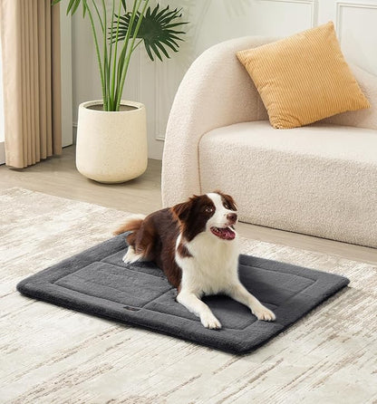 MADE 4 PETS Dog Crate Pad Bed for Large Dogs, Washable & Reversible, Anti-Slip Kennel Mat for Cozy Sleeping, Soft Fluffy Dog Bed for Indoor & Outdoor Use, 41"x29", Dark Gray
