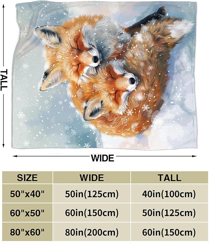 Fox Throw Blanket - Cute Animal Blanket for Girls, Women, Men & Boys - Soft, Warm, Cozy Fleece Blanket for Couch, Sofa, Bed - 50"x40"
