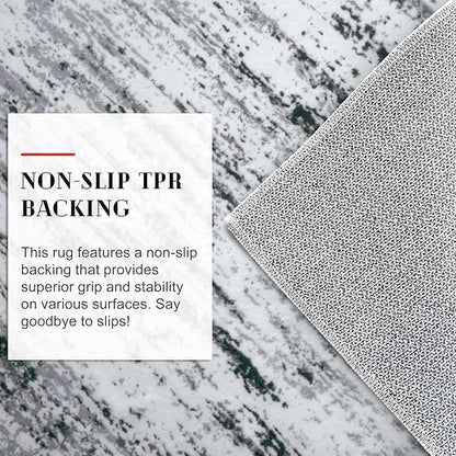 Modern Abstract Hallway Runner Rug, Black Grey White White Washable Kitchen Runner Non-Slip Soft 2x8 Runner Rug Thin Print Faux Wool Carpet for Entryway Bedroom Laundry Room Indoor Home Decor