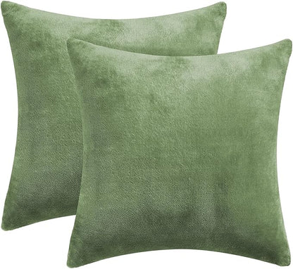 BEDELITE Velvet Pillow Covers 26x26 with Zipper, 2 Pack Super Soft Square Pillow Covers for Bedroom, Sofa, Luxury Cozy Fleece Pillowcases for All Seasons(26x26 Inches, Sage Green)