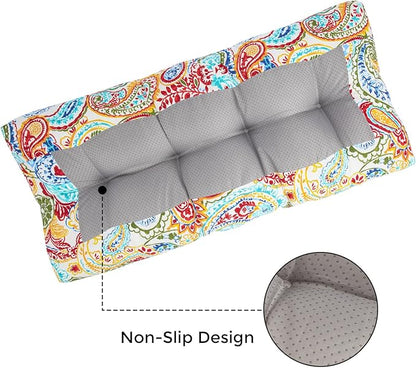 FUNHOME Outdoor Bench Cushion 42 x18 inch with Non-Slip Grips,Water Resistant Porch Swing Cushion,Bench Pillow Pads,Floral Tufted Cushions for Patio Garden Furniture,42" Seat Cushions(Phoenix)