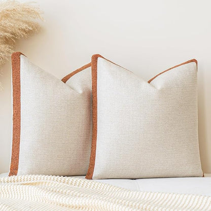a moment Loop Yarn Linen-Like Pillow Cover Natural Soft Decorative Throw Pillow Case Farmhouse 20x20 Inch, Bohemian Textured Cushion Cover for Sofa Bed, Wrinkle-Resistant Home Decor Orange