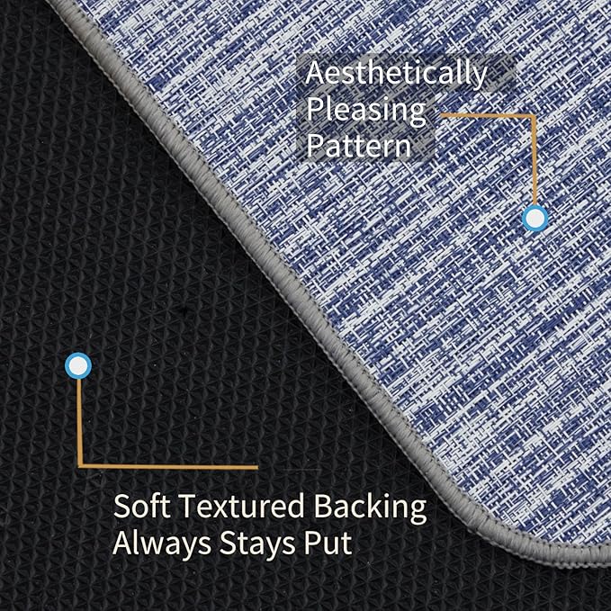 Chair Mat for Hardwood & Tile Floor, 36" x 48" Heavy Duty Office Chair Mat for Rolling Chairs, Anti Slip, Non-Curve, Floor Protector for Home Office, Blue White