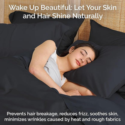 Duvet Cover Set - 100% Viscose Derived from Bamboo Duvet Cover Queen Size, 3 PC Luxury Cooling Duvet Cover for Hot Sleepers, Buttery Soft Comforter Cover & 2 PC Queen Pillowcases, Charcoal