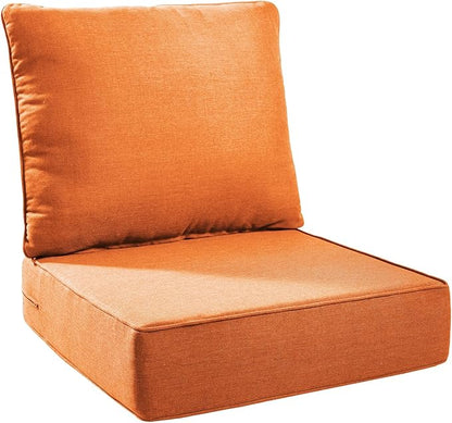 Outdoor Seat Cushion Set-24 x 24 x 6 Inch Outdoor Chair Cushions with Water Resistant & Removable Cover Outdoor Cushions for Patio Furniture Chair Sofa Couch-Orange