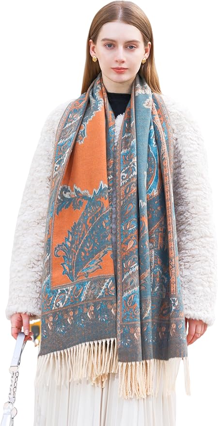 Wander Agio Warm Fashion Scarf Long Shawl Large Blanket Winter Wraps Scarves for Women Cashmere Jacquard Vintage Paisley