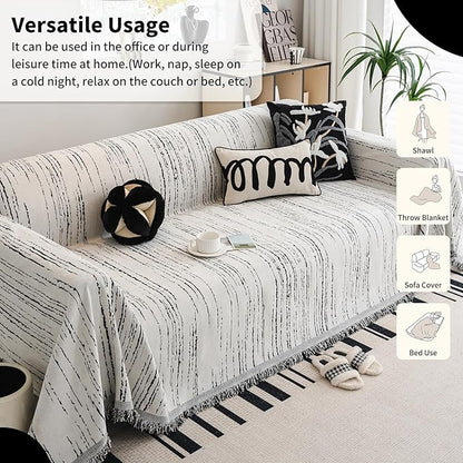 Chenille Couch Cover Pet Friendly, Sofa Cover Washable, Reversible Sofa Slipcover for Sectional Sofa, Loveseat, 2 or 3 Cushion Couch, Corner Sofa, Futon Cover (71" X 102", White)