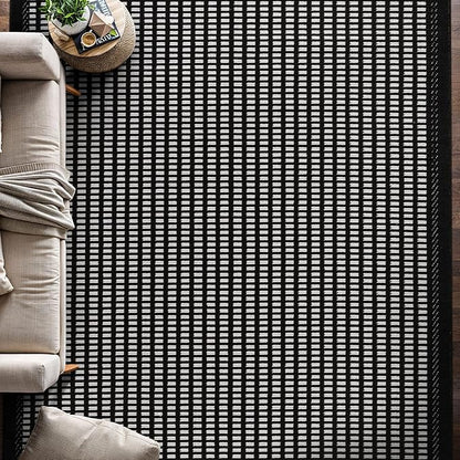 Beverly Rug Micro Loop Area Rug Black/White 5x7 Geometric Modern Luxury Zebra Durable Soft Indoor Rugs for Living Dining Room Office Stain Resistant Non Shedding Casual Indoor Carpet 5 x 7