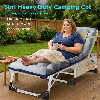 ABORON Camping Cot for Adult 28" Extra Wide, Heavy-Duty 1200D Oxford Cot for Sleeping, Portable Folding Camp Bed with Mat & Carry Bag