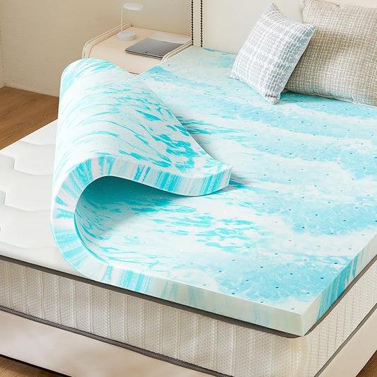 Sweetcrispy Mattress Topper California King, 3 Inch Thick Memory Foam Gel Infused Cooling Toppers Pad for Bed, Sleeper Sofa, RV, Camper, CertiPUR US Certified, Ventilated and Breathable