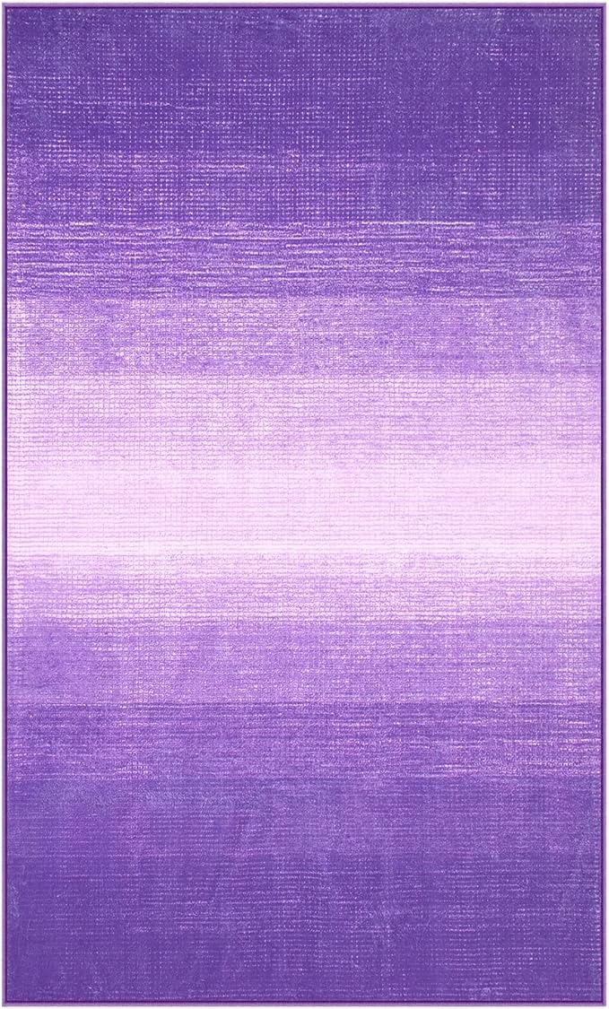 Wonnitar Washable 3x5 Purple Rugs for Bedroom, Modern Non-Slip Soft Nursery Area Rugs, Non-Shedding Ombre Low Pile Bathroom Throw Mat, Floor Carpet for Kitchen Dorm Playroom (Purple, 3'x5')