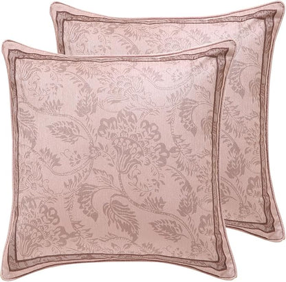 Throw Pillow Covers Pack of 2,Pink Farmhouse with Birds and Flowers Pattern Cozy Velvet Pillowcases,Decoration Square Pillows Cushion Covers for Couch Sofa Bed Car Chair,18"x18"