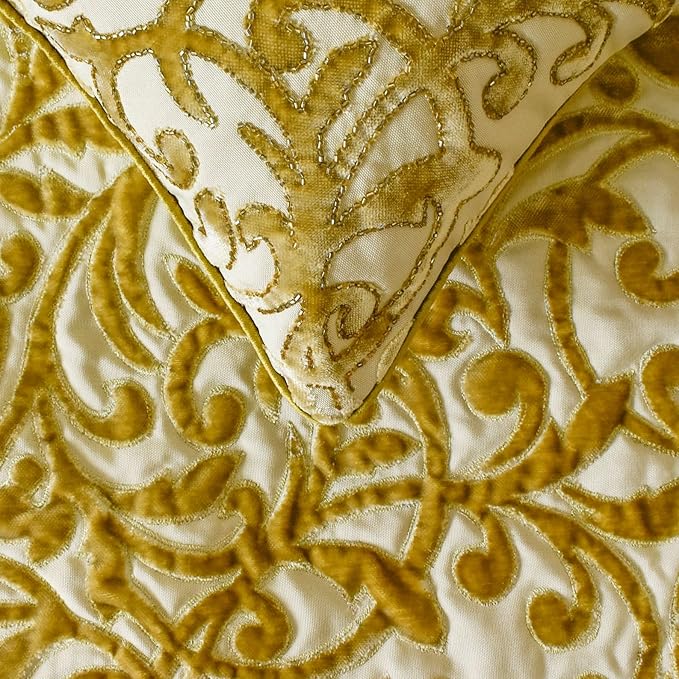 HomeCentric Beige Gold Decorative Bed Runner - CA King 86"x18" Velvet Bed Scarf - Serene Symphony