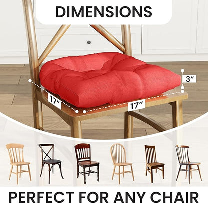 Klear Vu Gripper Overstuffed Universal Non-Slip Dining Chair Cushions for Kitchen Decor or Office Use, U-Shaped Skid-Proof Seat Pad, 17x17 Inches, 2 Count (Pack of 1), Solid Coral