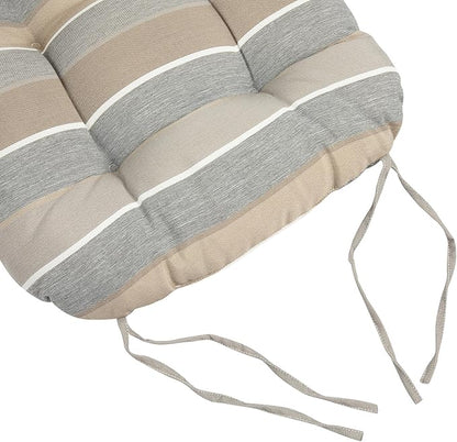 FUNHOME Outdoor Chair Cushions 19 x19 Inch,Water Resistant Tufted Seat Cushions 19",Reversible,Weather Resistant,Rounded Back Wicker Chair Cushion for Patio Garden Furniture(Gray Stripe)