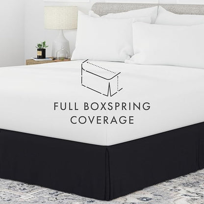 Linen Market Bed Skirt - Ultra Soft Microfiber - Easy Fit with 14 Inch Tailored Drop - Hotel Quality, Shrinkage & Fade Resistant - Bed Cover - Cal King Bed Skirt - Bedroom Décor - (Cal King, Black)
