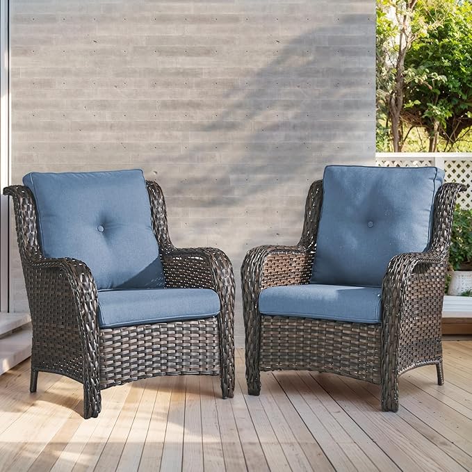 Outdoor Chair Cushions-Patio Chair Cushions Set of 2 with Removable Cover 22 X 25 Inch Outdoor Cushions for Patio Furniture Chair Sofa Couch-Sky Blue