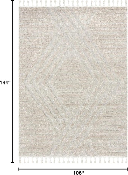 nuLOOM Risette Beige, 8'10" x 12', Geometric, Soft and Textured, High Traffic, Stain Resistant, Easy Clean, Durable Area Rug for Bedroom, Living Room, Dining Space, Den, Foyer, Entryway