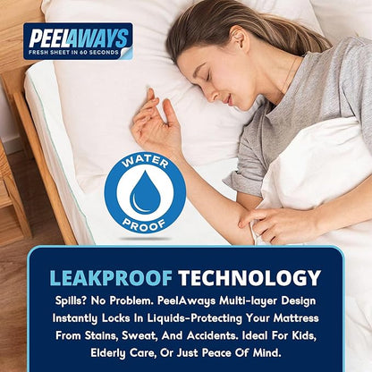 Peelaways Waterproof Disposable Bed Sheets – As Seen On Shark Tank | 5-Layer Absorbent Wellness Sheets for Elderly, Homecare, Hospital Use and Travel