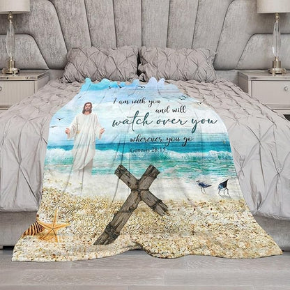 Christian Jesus Blanket Christian Gifts for Women & Men Religious Cross Throw Blanket Jesus Blanket for Kids Adults Soft Warm Cozy Fleece Blanket for Couch Sofa Bed 60"x80"
