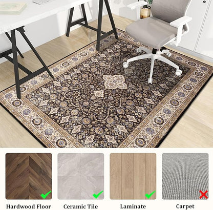 Office Chair Mat for Hardwood Floor, 72"x48" Easy Glide Computer Desk Mat Protector for Rolling Chair Under Desk Rug Nonslip Backing, Machine Wash, (Modern)