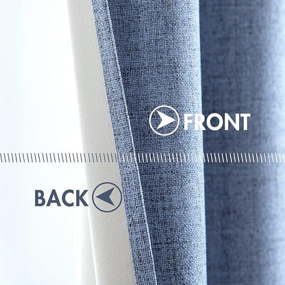 MIULEE Linen Texture Curtains for Bedroom Solid 100% Blackout Thermal Insulated Stone Blue Curtains Grommet Room Darkening Curtains/Draperies for Living Room Nursery 52x120 Inch (2 Panels)