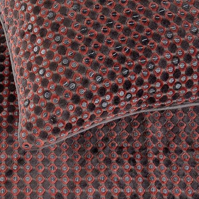 HomeCentric Grey Bed Runner & Scarf, Full Size 68"x18", Velvet with Sequins Embroidery - Ditto Dots