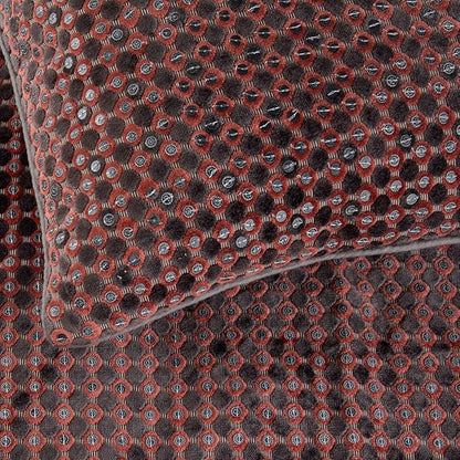 The HomeCentric Grey Bed Runner Without Pillow Cover, Twin Size 53"x18" Decorative Bed Runner, Peach & Grey Velvet Bed Scarf in Sequins Embroidery - Ditto Dots
