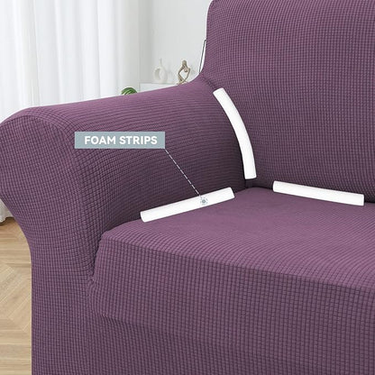 LURKA Stretch Oversized Sofa Slipcovers 1 Piece Couch Covers for 3 Cushion Couch Sofa Furniture Protector Full Sofa Covers with Elastic Bottom for Kids and Pet (X-Large,Purple)