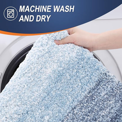 OLANLY Bathroom Rugs Mat 59x35, Extra Soft Absorbent Microfiber Bath Rugs, Rubber Backing, Quick Dry, Machine Washable Bath Mats for Bathroom Floor, Tub and Shower, Home Decor Accessories, Blue