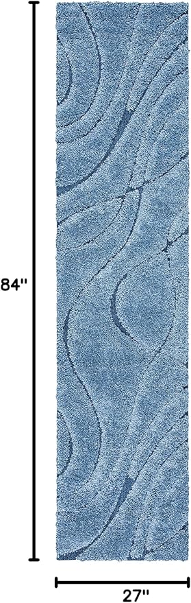 SAFAVIEH Florida Shag Collection Runner Rug - 2'3" x 7', Light Blue & Blue, Non-Shedding & Easy Care, 1.2-inch Thick Ideal for High Traffic Areas in Living Room, Bedroom (SG471-6065)