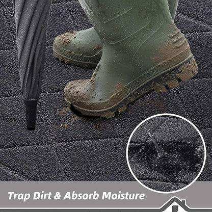 BEQHAUSE Dirt Trapper Door Mat 32" x 72", Doormat Non-Slip Entryway Rugs Washable, Dog Door Mat Stain Resistant and Absorbent Welcome Floor Mat for Front Back Door, Muddy Wet Shoes & Paws, Dark Grey