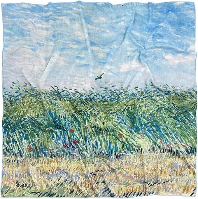 Artist Oil Painting Wraps 51"x51" Cashmere-Soft Art Pashmina Luxury Rolled Hem Women Large Travel Blanket Shawl