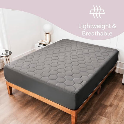 Hearth & Harbor 2 Pack Twin Size Quilted Fitted Mattress Pad Cover, 100% Waterproof Mattress Protectors, Deep Pocket Fitted Mattress Cover 8" - 21" (39" x 75", Gray)