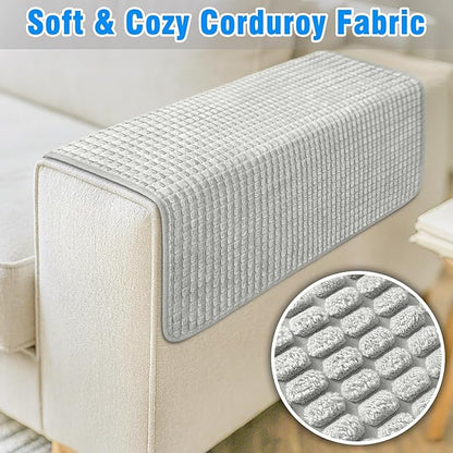 Couch Arm Covers, Sofa Arm Covers, Waterproof Armrest Cover for Sofa, Armchair, Loveseat, Headrest Cover, Non-Slip Recliner Arm Cover, Arm Chair Covers Set of 2 (Light Gray, 19"×19")