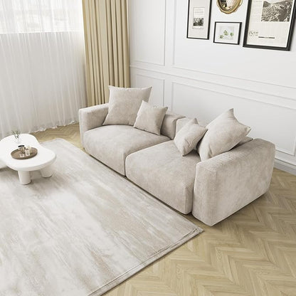 JACH 102" Sectional Couch with 4 Pillows, Corduroy Modular Sectional Sofa, Cushion Covers Removable, Oversized Love Seat Sofas Couches for Living Room, Office, Apartment, Beige