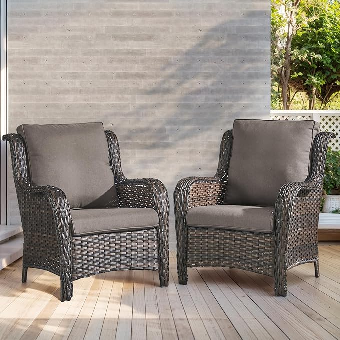 Outdoor Chair Cushions- 22 X 25 Inch High Density Sponge Patio Cushions Deep Seat Patio Furniture Cushions for Chair Sofa Couch-Grey/4 Piece