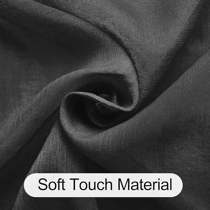 XWZO Black Sheer Curtains for Bedroom, Semi Transparent Light Filtering Grommet Voile Textured Window Curtains for Living Room, Nursery with Tiebacks, 52 x 63 Inches Long, Set of 2 Panels