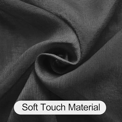 XWZO Black Sheer Curtains for Bedroom, Semi Transparent Light Filtering Grommet Voile Textured Window Curtains for Living Room, Nursery with Tiebacks, 52 x 63 Inches Long, Set of 2 Panels