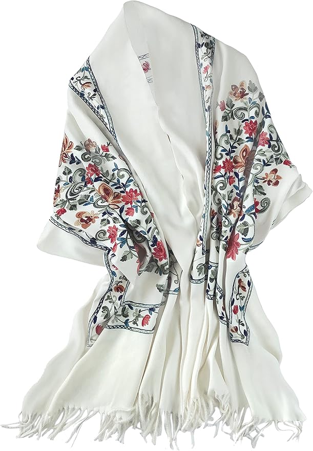 Urban CoCo Women's Embroidered Tassel Long Shawl Oversize Scarf Wraps for Women
