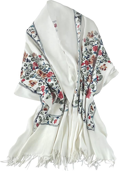 Urban CoCo Women's Embroidered Tassel Long Shawl Oversize Scarf Wraps for Women