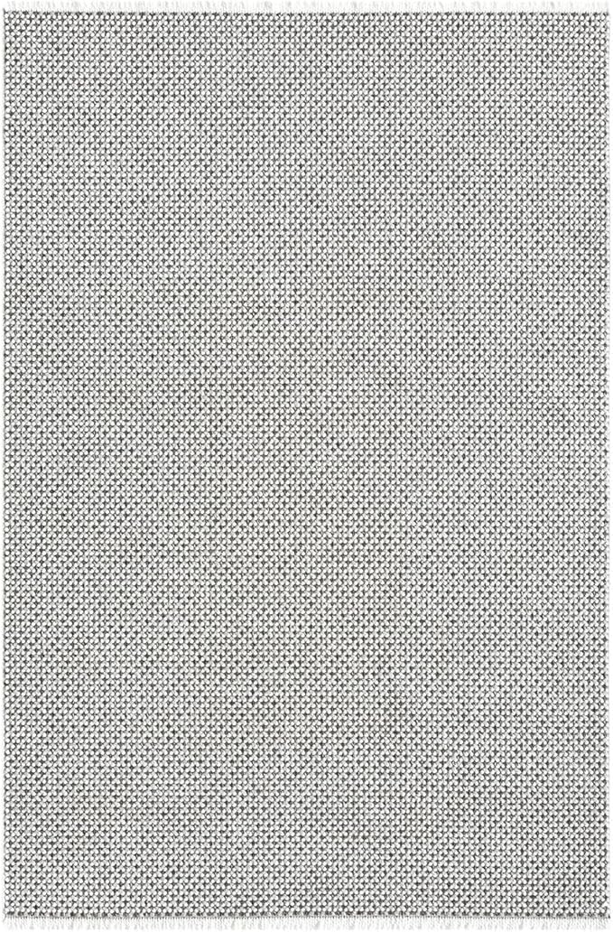 LUXE WEAVERS Solid Machine Woven White Dark Gray 8x10 Area Rug, Indoor Stain-Resistant Carpet